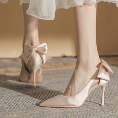 Wedding Heels Women Luxury Brand Design String Bead Pearls High Heels Ladies Sexy Elegant Pointed Toe White Black Pumps
