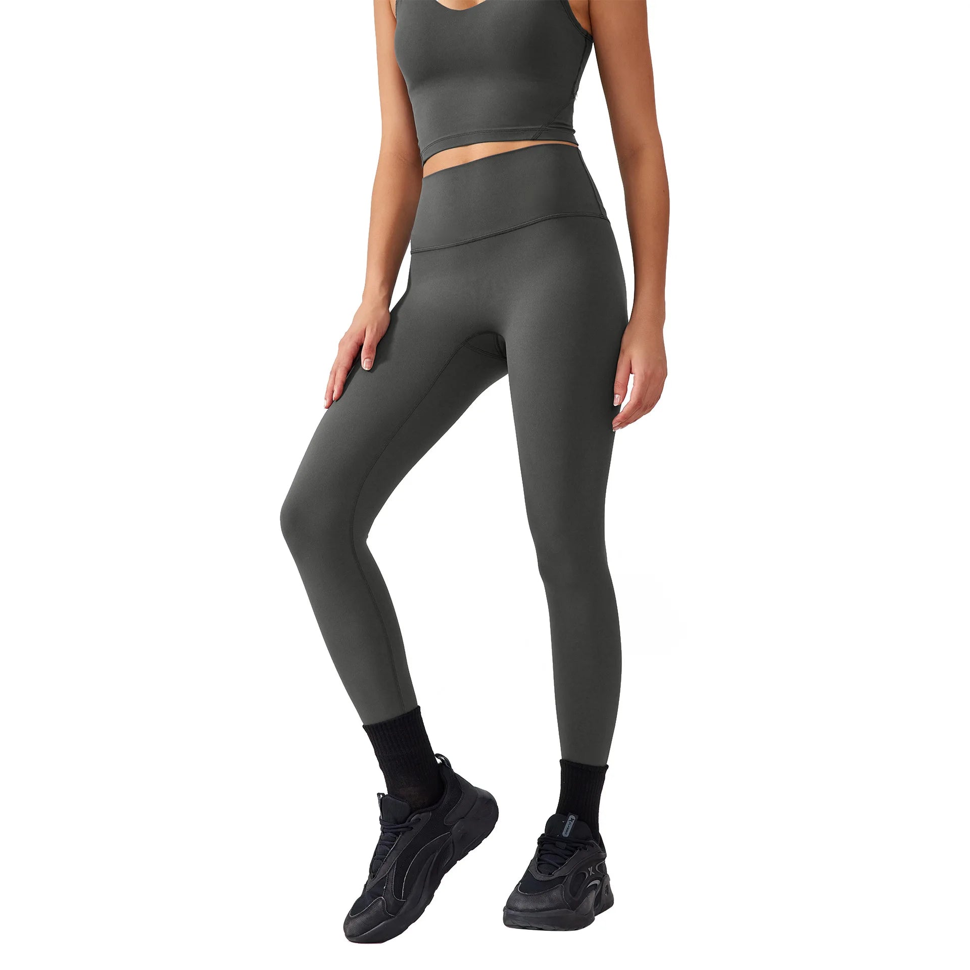 Women's Workout Set: Shock-Absorbing, Pushing-Up, Side-Bust-Control Sports Bra with High-Waisted Peach-Butt Yoga Top