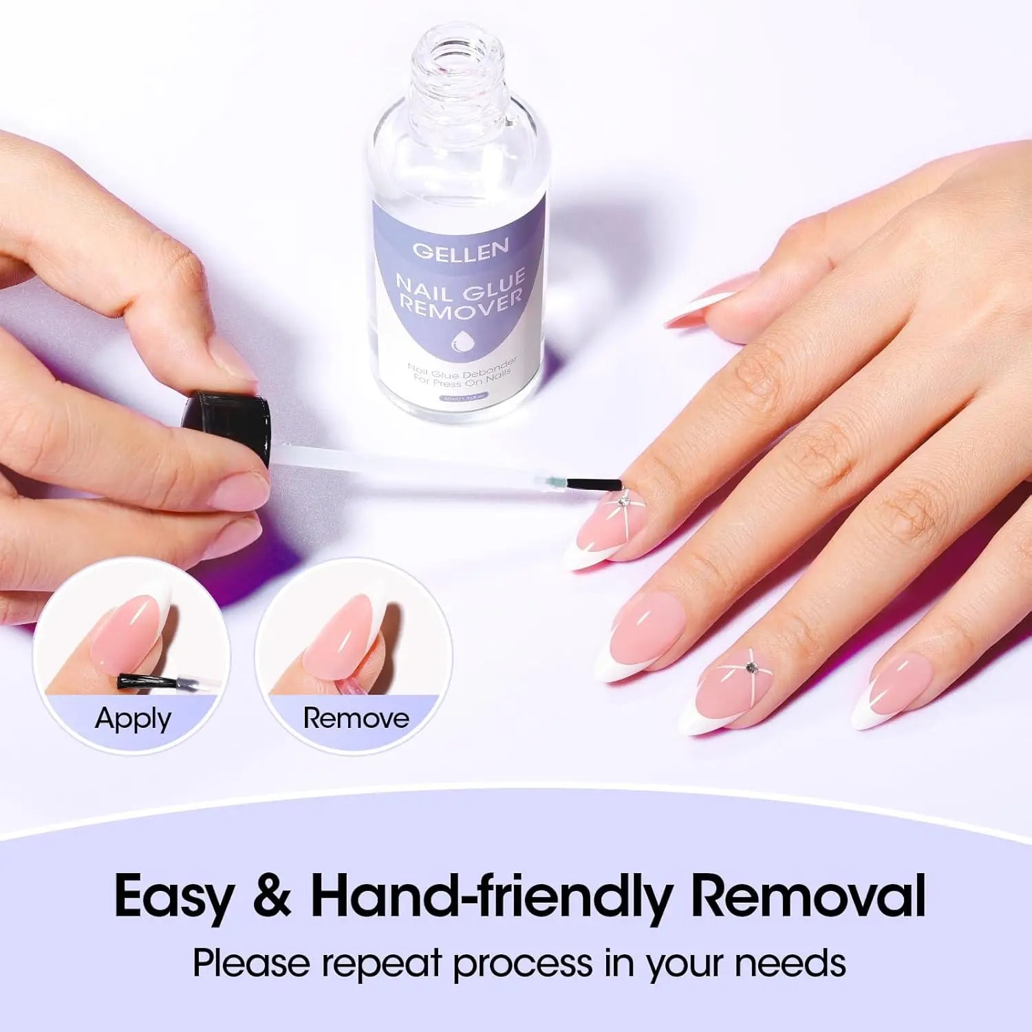 Nail Glue Remover 40ML for Press on Nails False Tips Non Acetone Gentle Nail Care Remover Supplies Solution Manicure Supply
