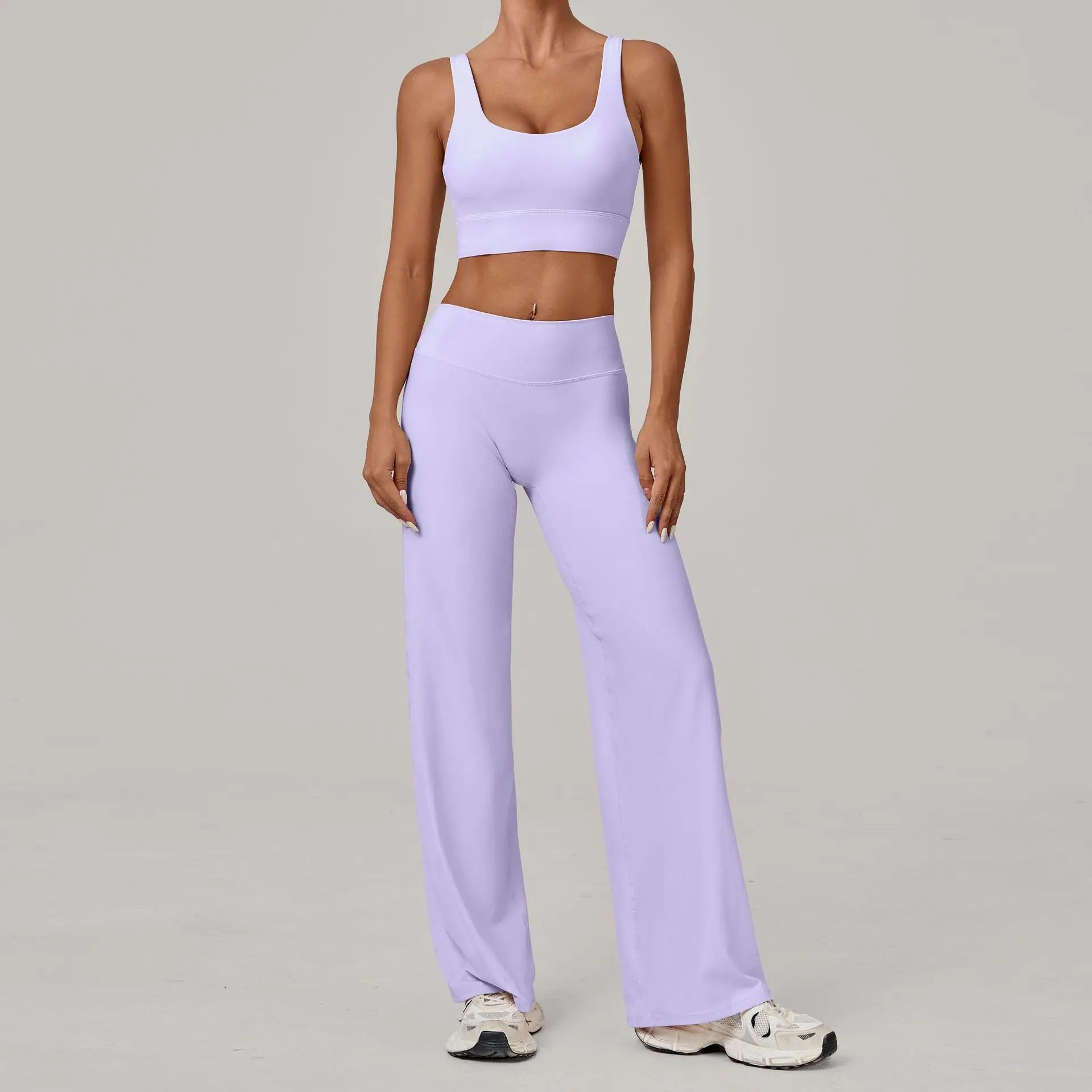 2PCS Yoga Set Women Yoga Pant Workout Tracksuit Sportswear Gym High Waist Straight Leg Bottoms Fitness Bta Sports Suit XP01