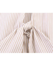 HH Women Elegant Striped Casual Spring Shirt Puff Sleeves Bow Decoration Blouse Female Loose Versatile Single-breasted Blouse