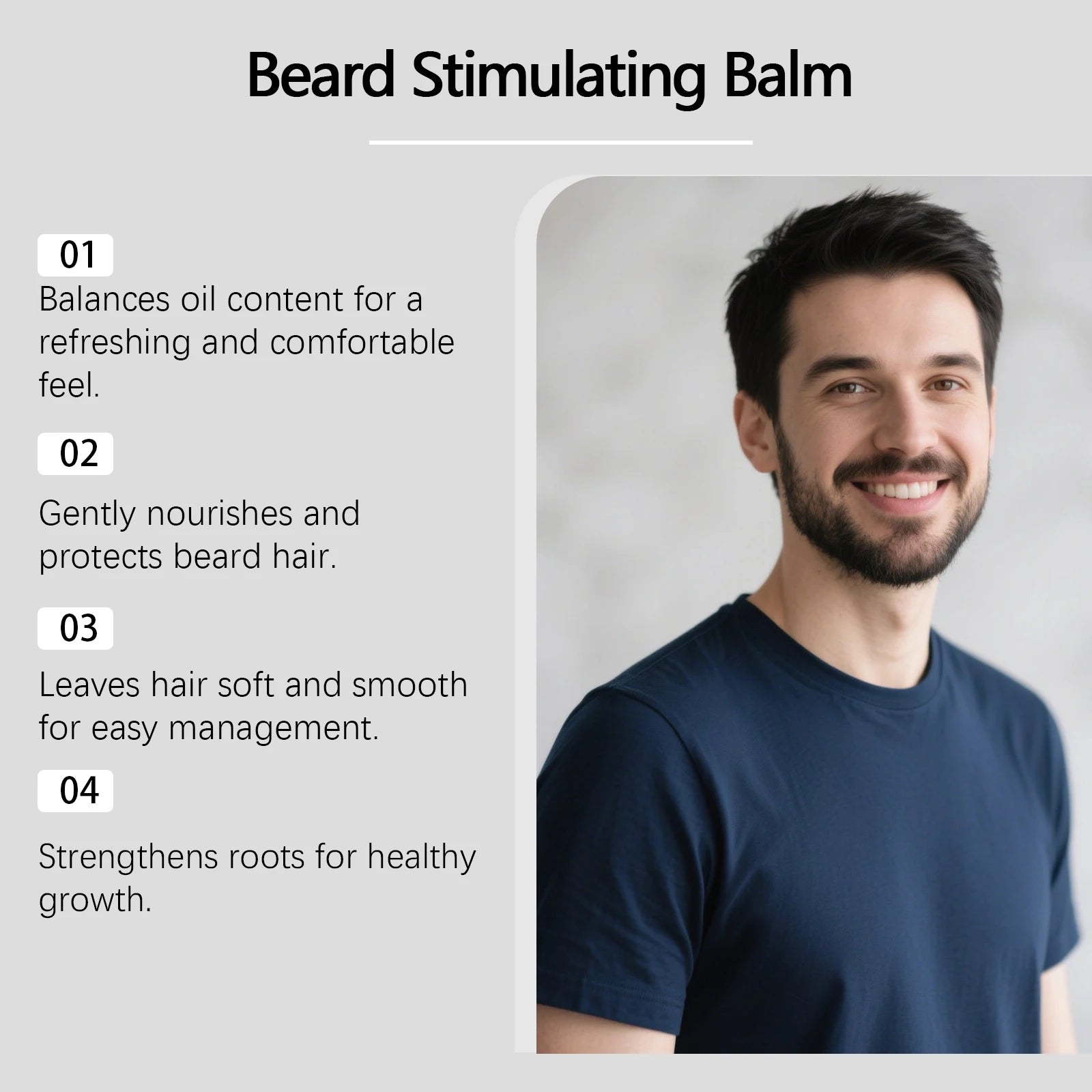 Men's Beard Care Balm – Softens Beards, Deep Nourishment, Soothes Redness, Non-Irritating, Suitable for Sensitive Skin