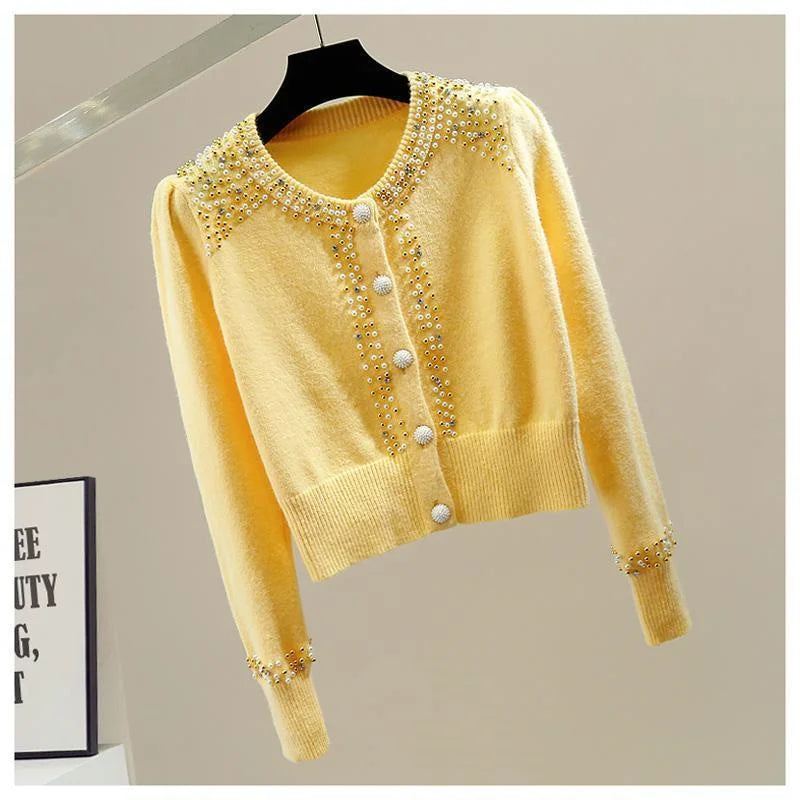 Slim O-Neck Knit Cardigan Sweater