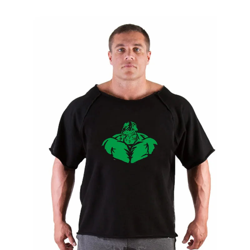 Men's T Shirts Fitness Men Bodybuilding  Shirt Batwing Sleeve Rag shirt Gym Fitness Muscle Running T shirt