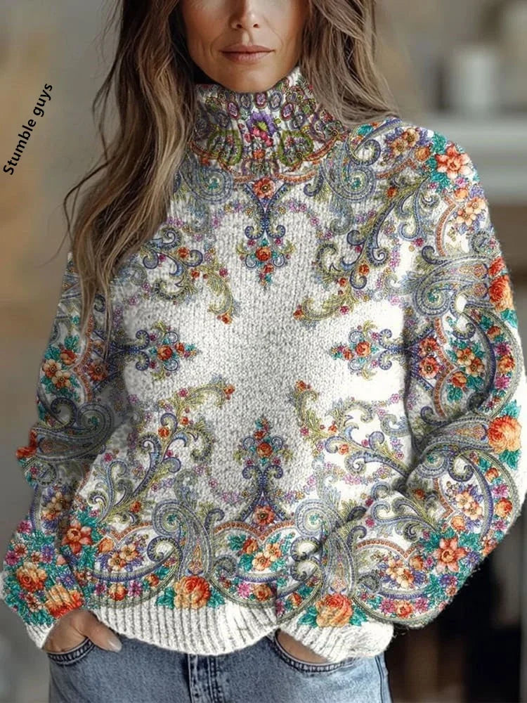 Festive Printed Winter Knit Sweater