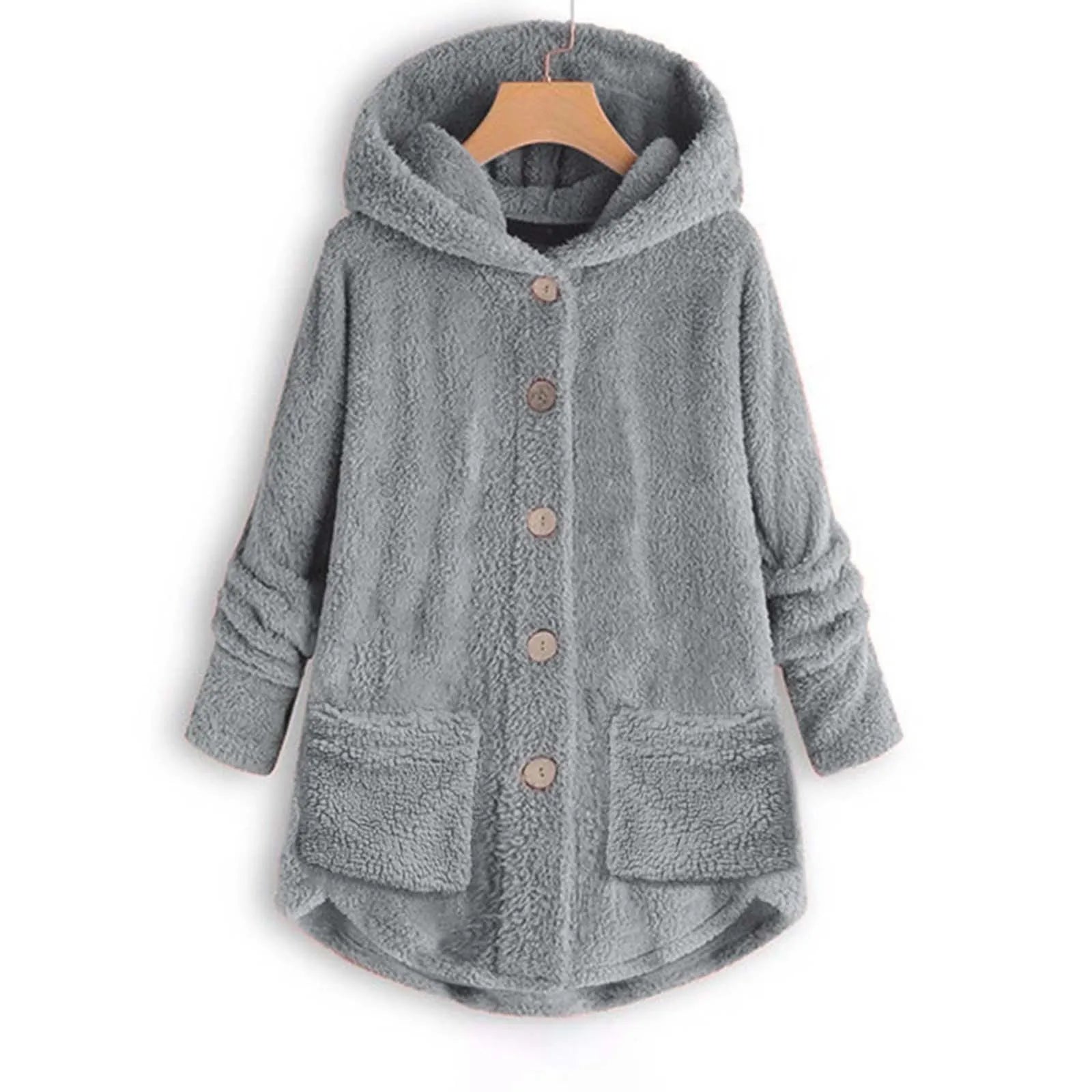 Plush Asymmetric Winter Casual Coat