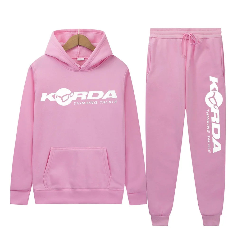 Men's Women 2Pcs Sets Fleece Sweatshirt Hoodies Pants Korda Inspired Tribute Male Sportswear Tracksuits Unisex Ensemble Homme