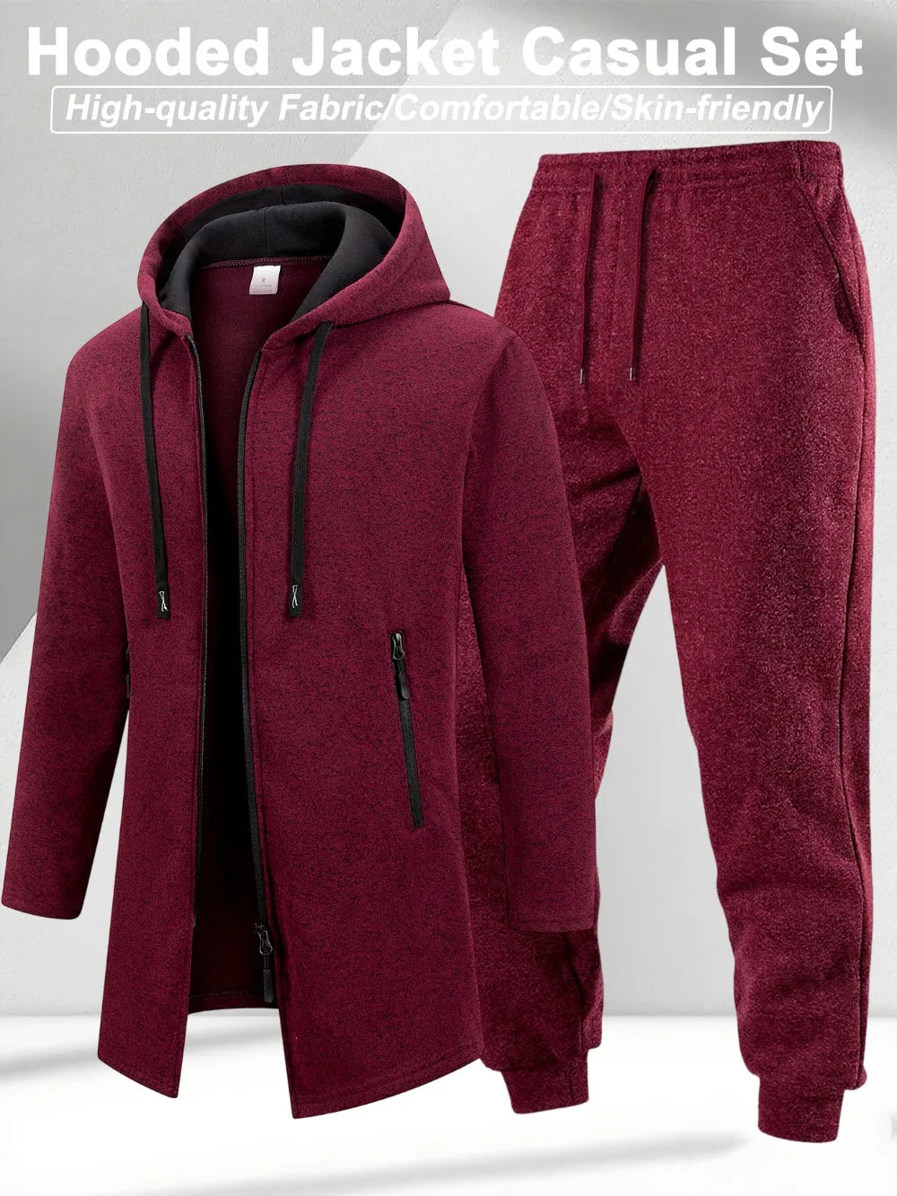Men's Winter Casual Tracksuit Warm Zip-up Hoodie Jacket Sweatpants Set Daily Sports Jogging Suit Regular Fit Outdoor Sport Suit