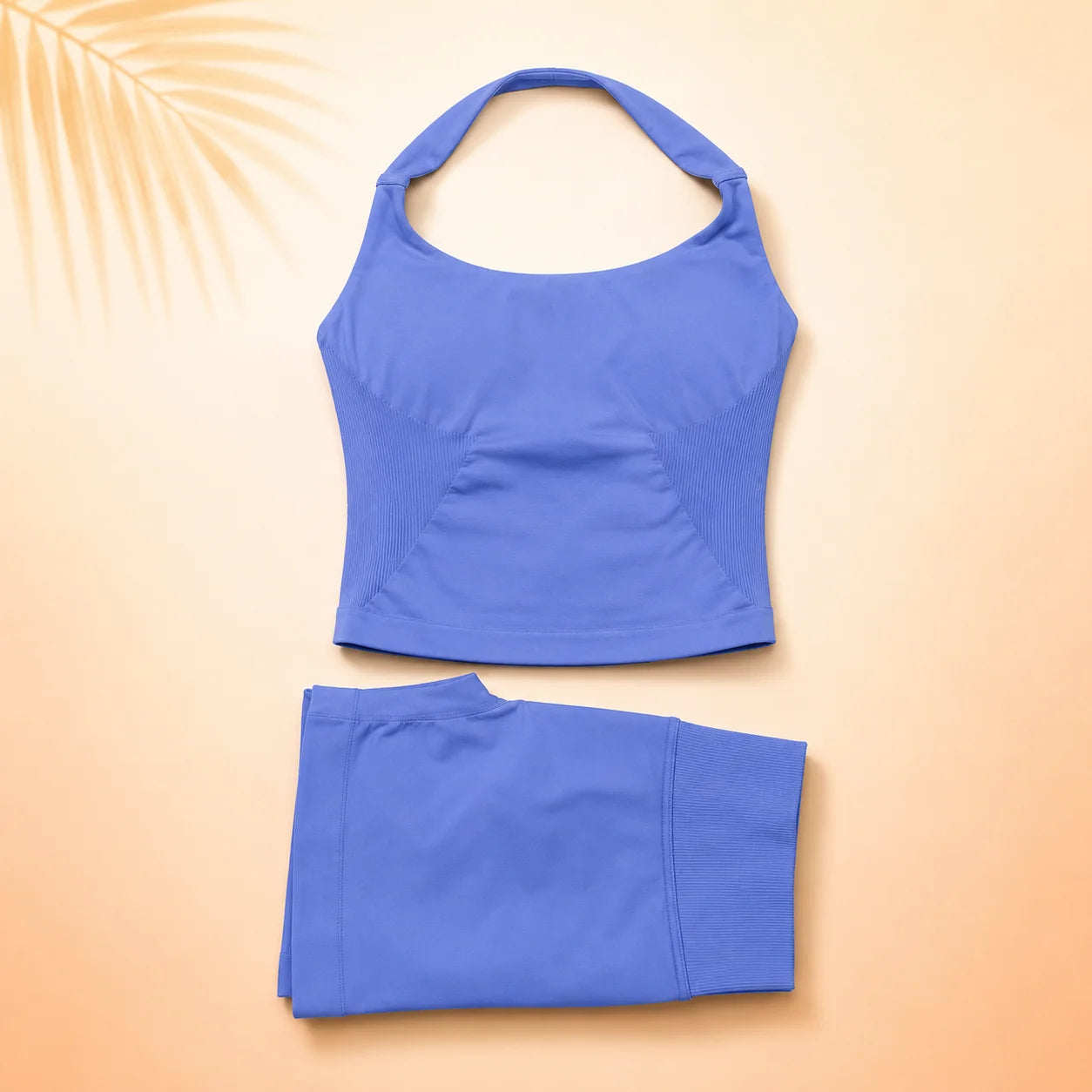 Women Seamless Yoga Set Halter Sports Bra Scrunch Butt Shorts 2 Piece Gym Workout Fitness Activewear High Waist Athletic Outfit