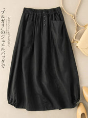 Women's Skirt Cotton Linen Casual Straight Skirts Woman Fashion 2026 Summer Loose Solid Color Button Long Skirts for Women