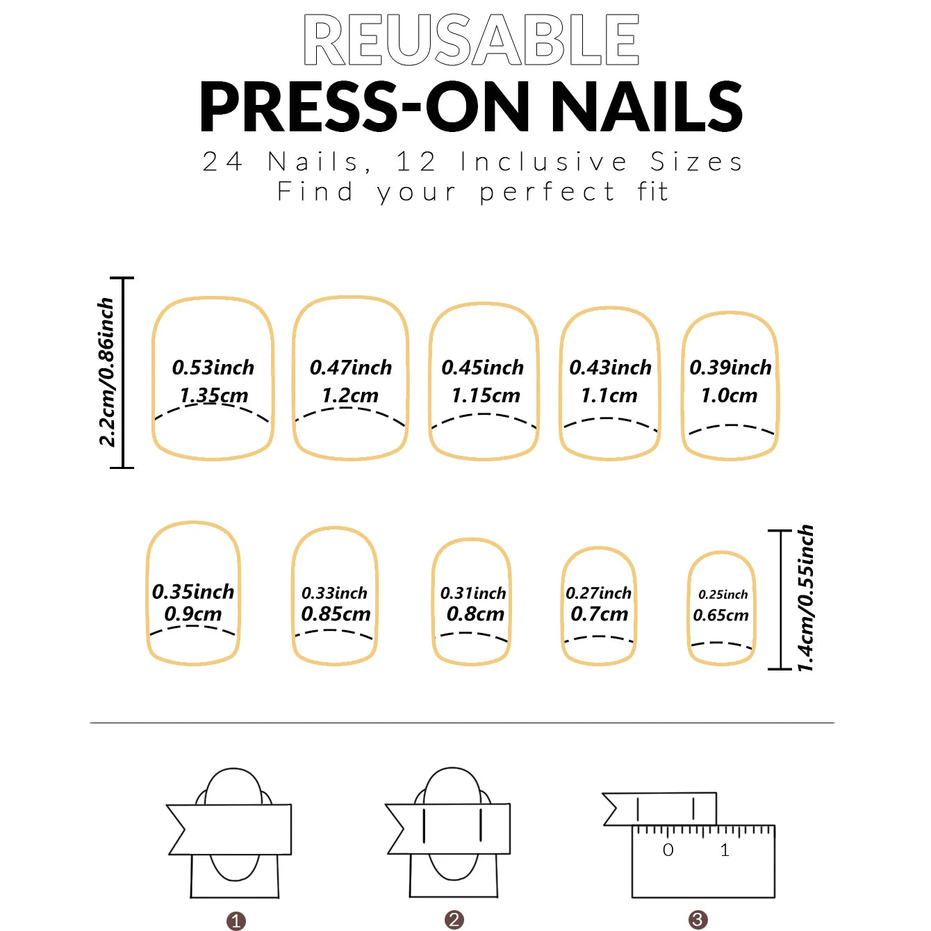 24PCS Short False Nails With Rose Leaf Design Pressed On The Nails, Glossy Glue, Black Full Coverage Acrylic False Nails