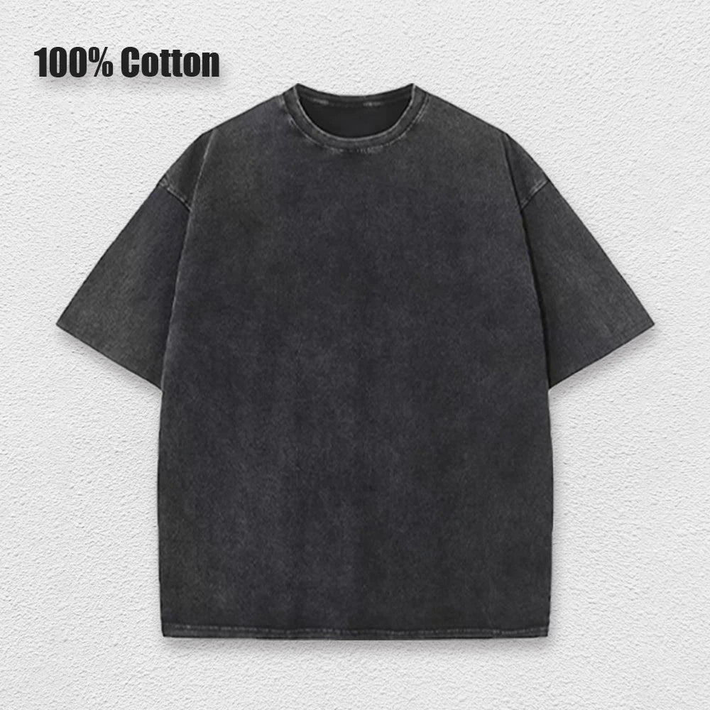 Vintage Washed T-shirts 100% Cotton Gym Muscle Rat Print Crew Neck Tshirts Casual Goth Hip Hop Streetwear Women Men Summer Tee