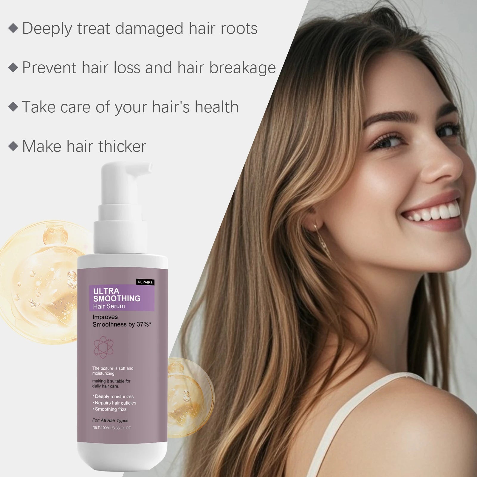 Soft and Moisturizing Hair Essence - Gently Nourishes and Cares for Frizzy Hair, Keeps Hair Light and Smooth, Perfect for Everyd