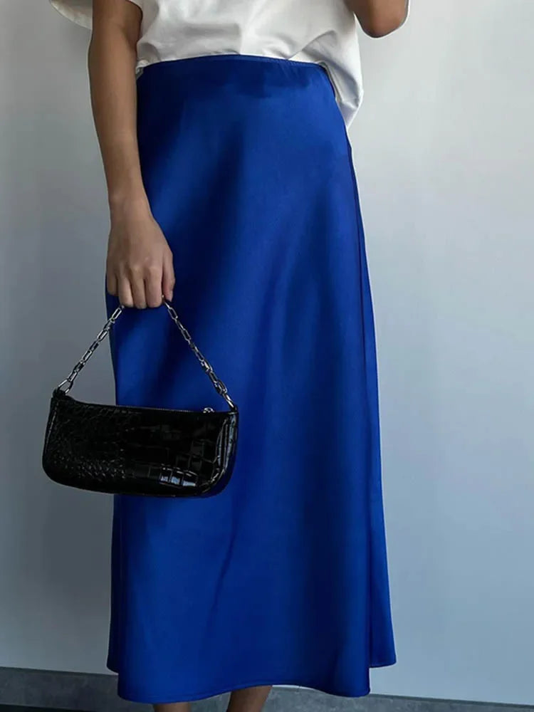 Elegant Satin A-Line Summer Skirt