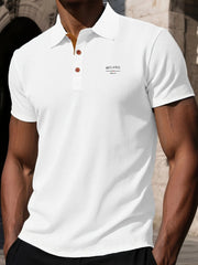 MILANO ITALIA Men's Textured Polo Shirt with Contrast Placket and Buttons