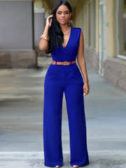 Elegant Deep V Wrap Jumpsuit
