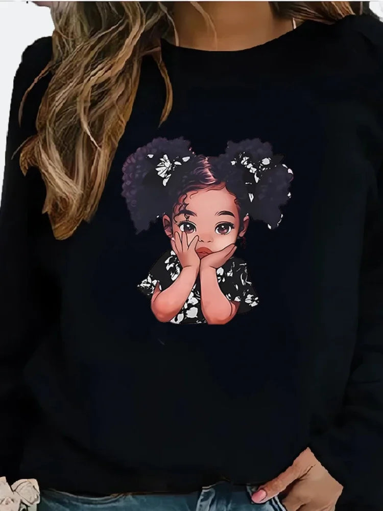 Printed Fleece Pullover Women Hoodie