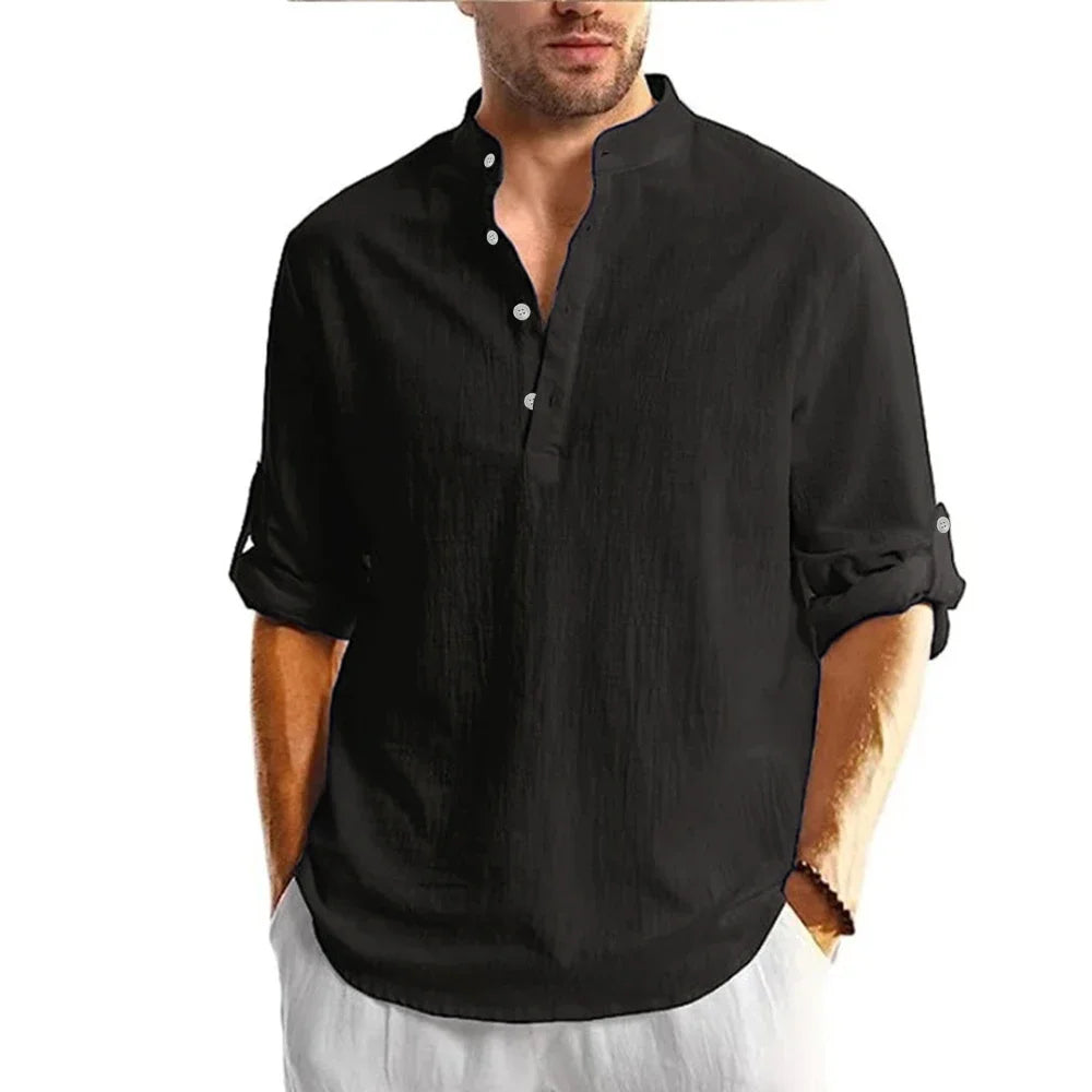 Lightweight Henley Casual Shirt Men