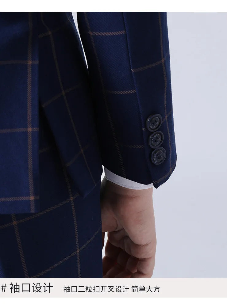 Formal Kids Plaid Tuxedo Suit
