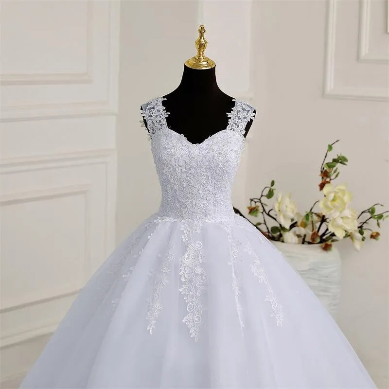 Sleeveless Wedding Dresses Classic Sweetheart Vestido De Noiva Luxury Lace Bridal Ball Gown Formal Robe De Mariee Customized