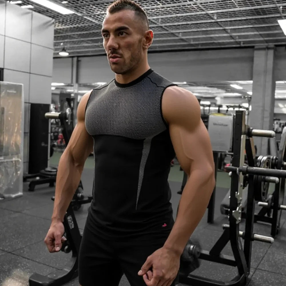 Men's Quick Dry Sport Vest Summer Training Tanktop Sleeveless Gym Workout Fitness Tops Running Tee for Active Men