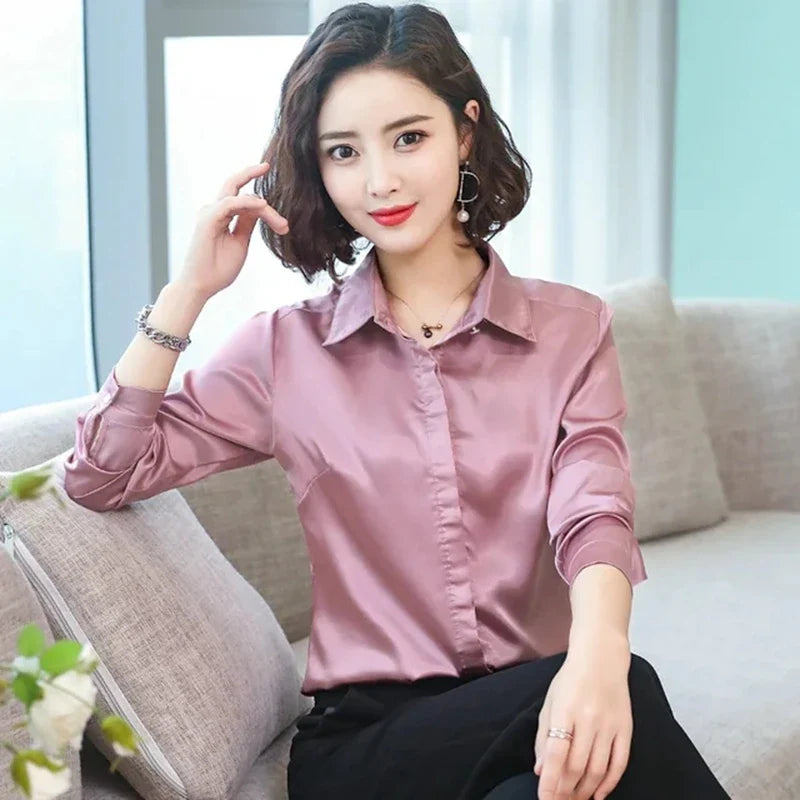 Elegant Satin Silk Office Blouse