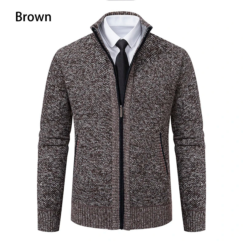 Stand Collar Fleece Zip Cardigan