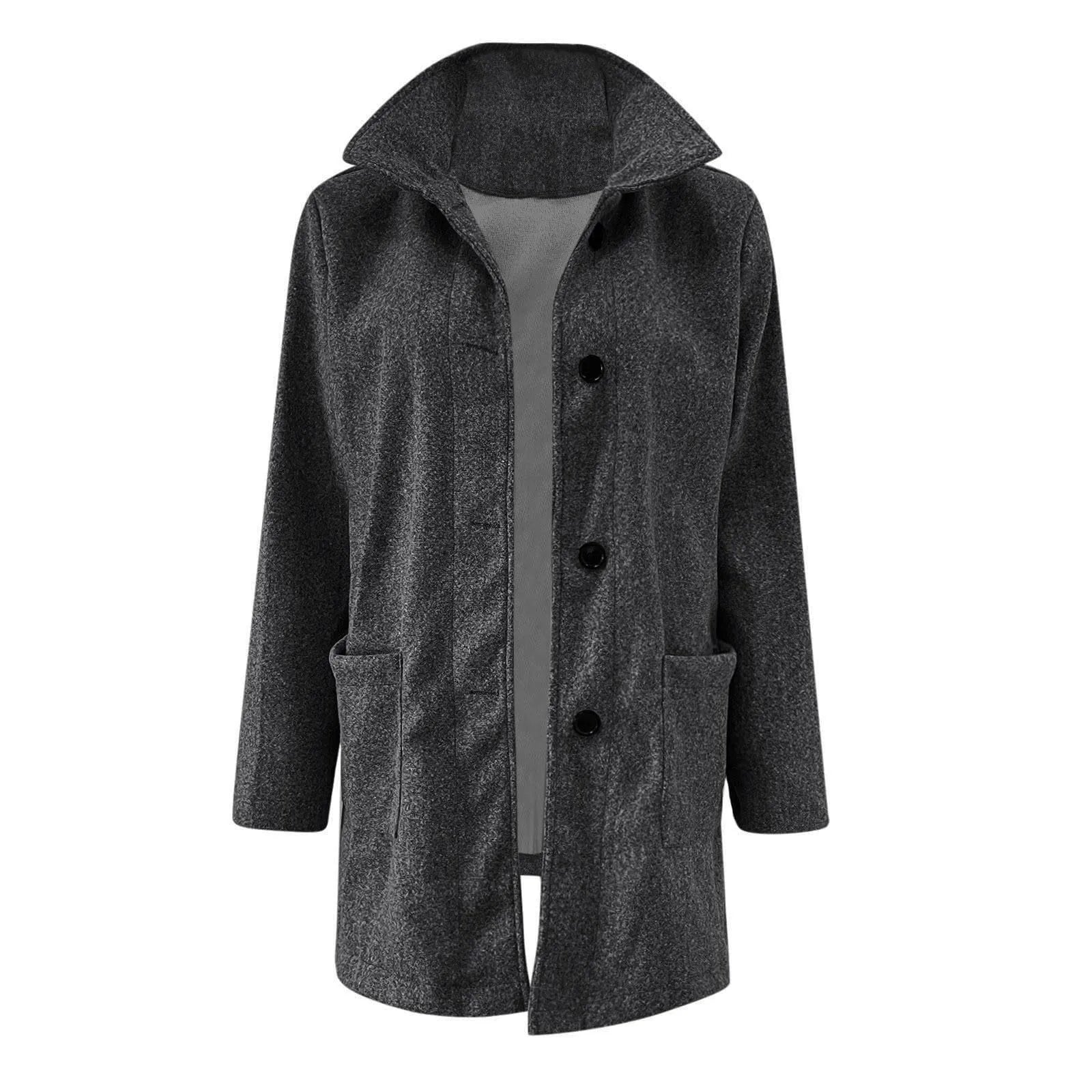 Womens Wool Cardigan Coats With Pockets Ladies Lapel Long Jacket Coat Fashion Solid Casual Winter Jackets for Women Plus Coat