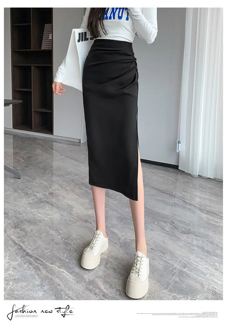 Sleek Pleated High Waist Skirt