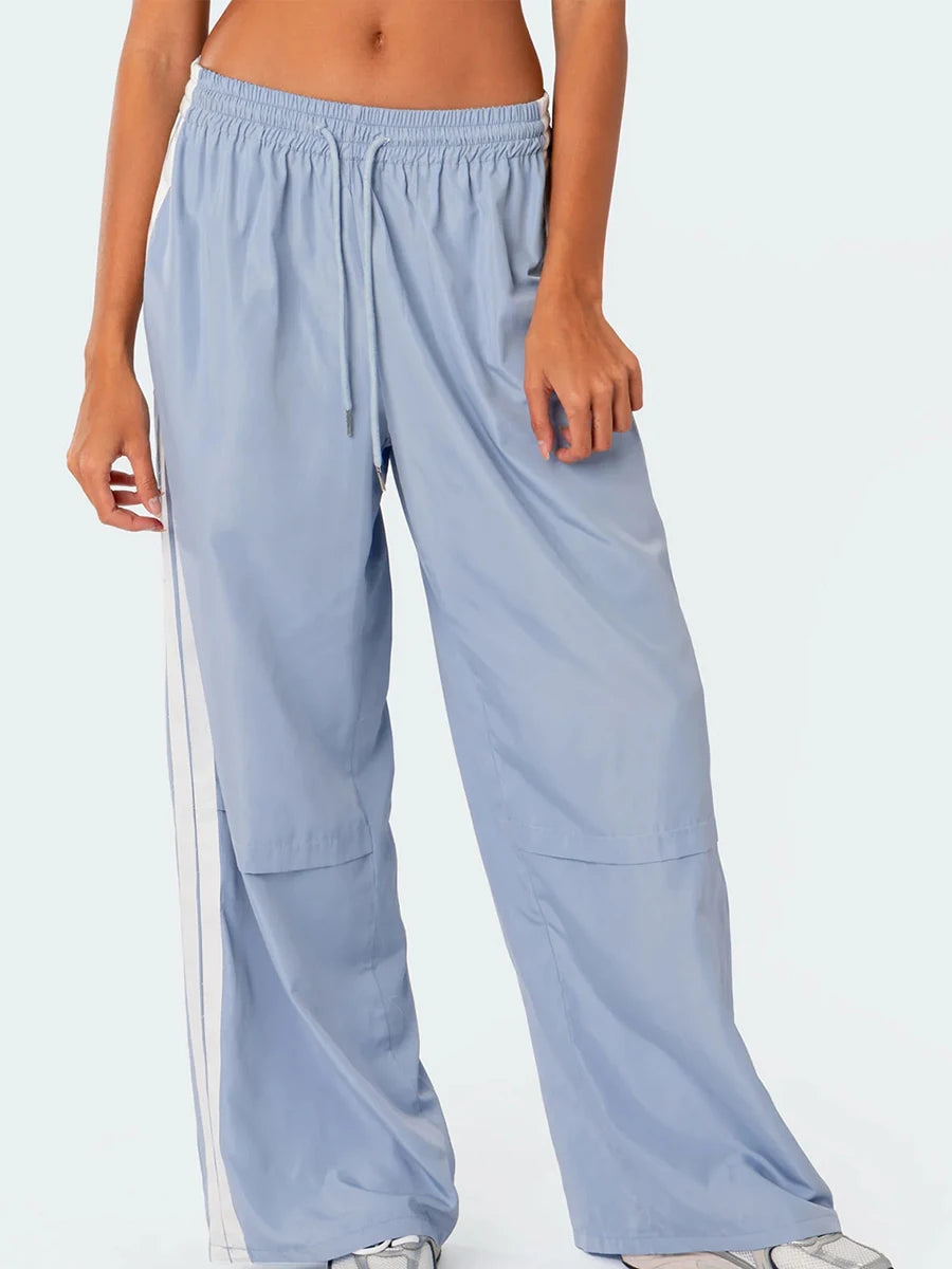 Striped Drawstring Casual Cargo Pants