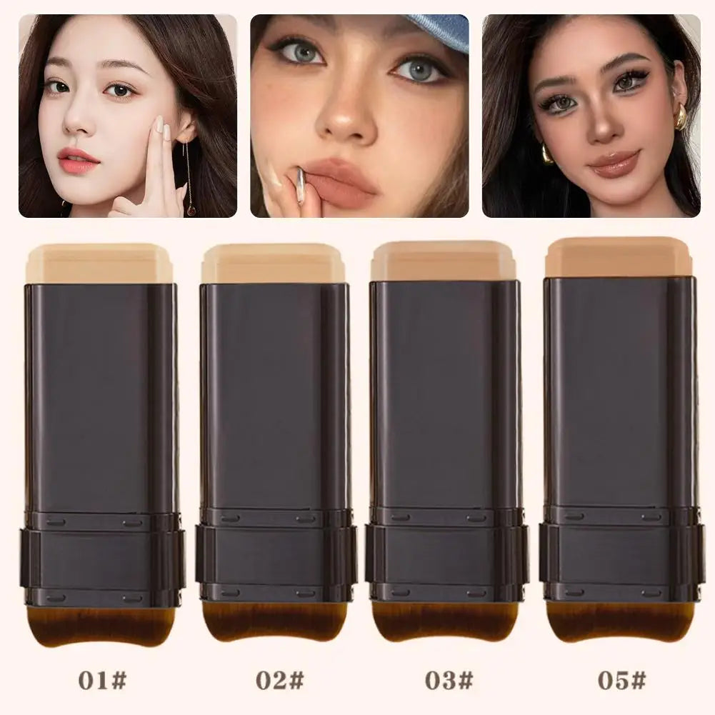 Waterproof Concealer Foundation Stick With Brush - All-in-One Long-Lasting, Oil Control, Brightening Makeup Natural Matte Finish