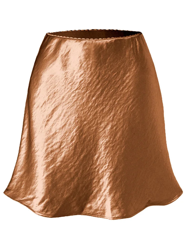 Satin A-Line Office Mini Skirt