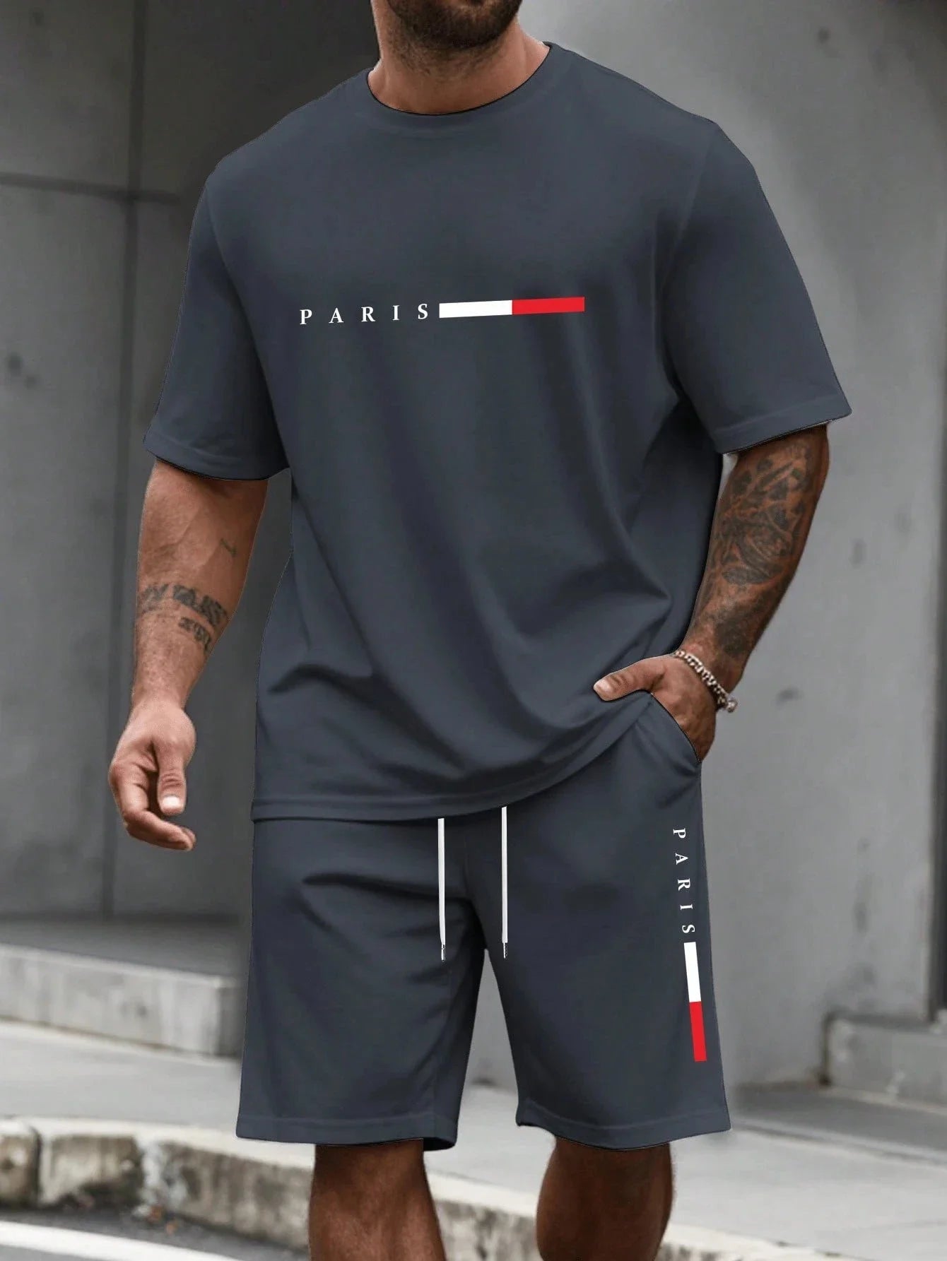 Men's Tracksuit 2 Piece O-neck Short Sleeve Shirt Shorts Set Men's Running Suit Plus Size T Shirts Man Clothing Summer T-shirt