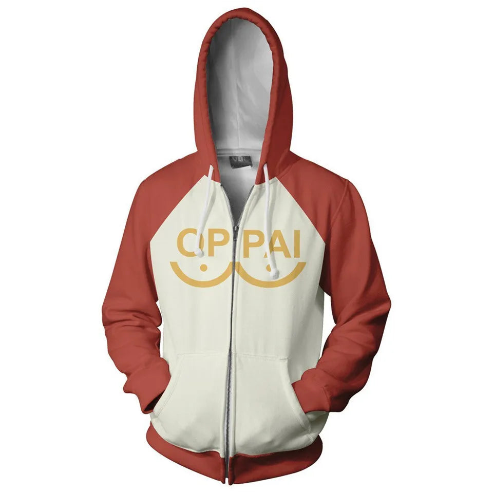 Coat Anime Saitama Oppai Hooded Hoodie Men Women Fleece Sweatshirt Fashion Harajuku Jacket Brand Clothes Cosplay Costume