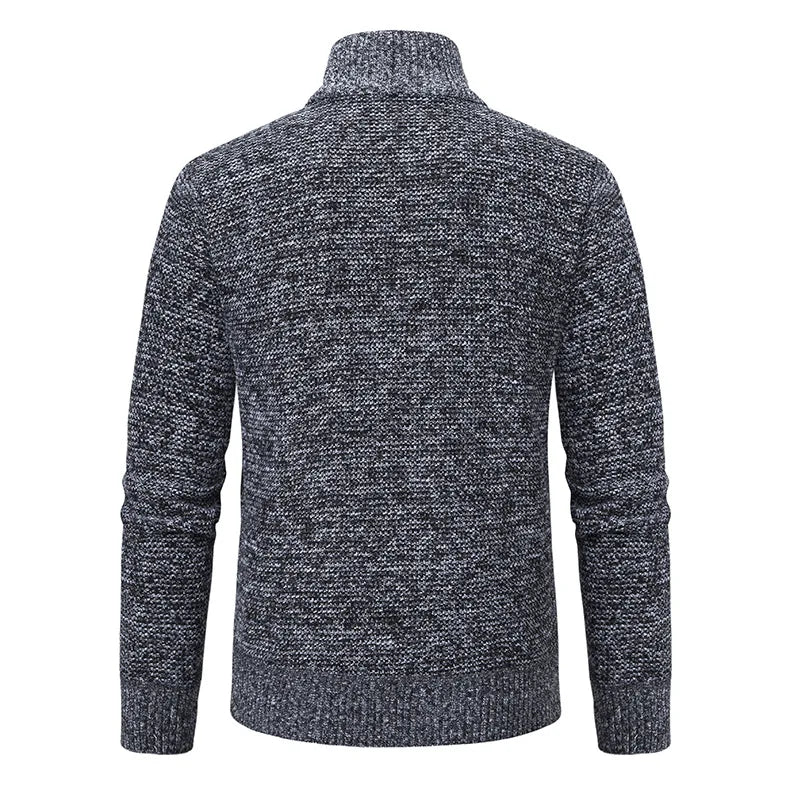 Autumn Winter Sweaters for Men Casual Knitted Sweaters Large Size Solid Color Plus Velvet Cardigan Knitted Sweater Cotton Coat