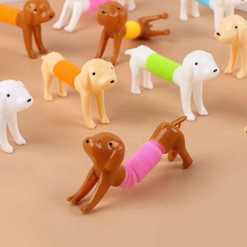 10Pcs Stretchable Dog Stress Relief Pop Tubes Toy Kids Birthday Party Favors Pinata Filler Telescoping Sensory Squeeze Toy