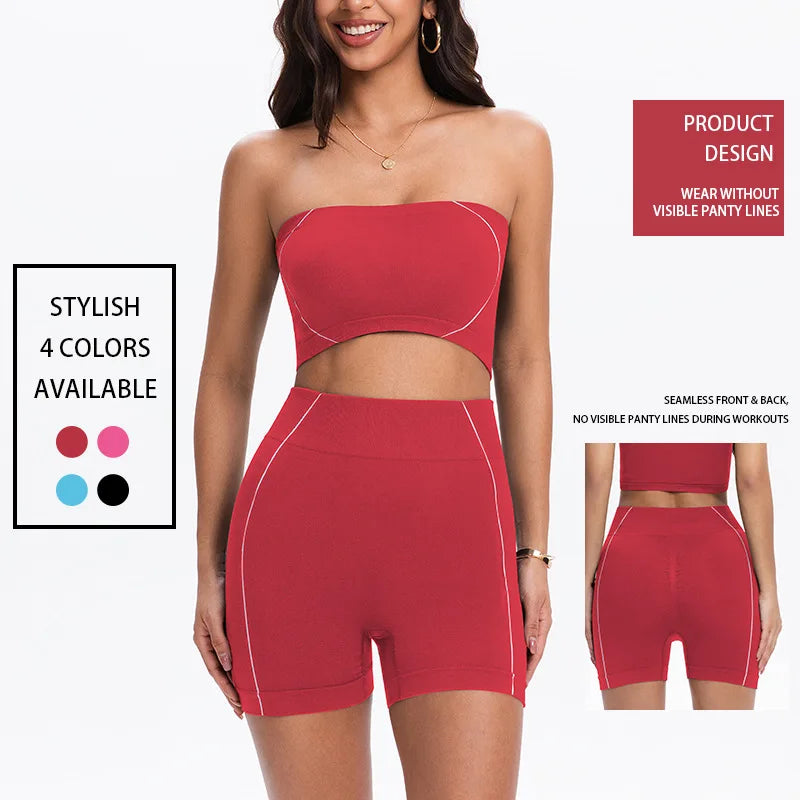 Women's Side Line Contrast Yoga Set Flat Seam Moisture Wicking Anti Rubbing Outdoor Workout Daily Trendy Fitness Two Piece Suit