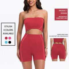 Women's Side Line Contrast Yoga Set Flat Seam Moisture Wicking Anti Rubbing Outdoor Workout Daily Trendy Fitness Two Piece Suit
