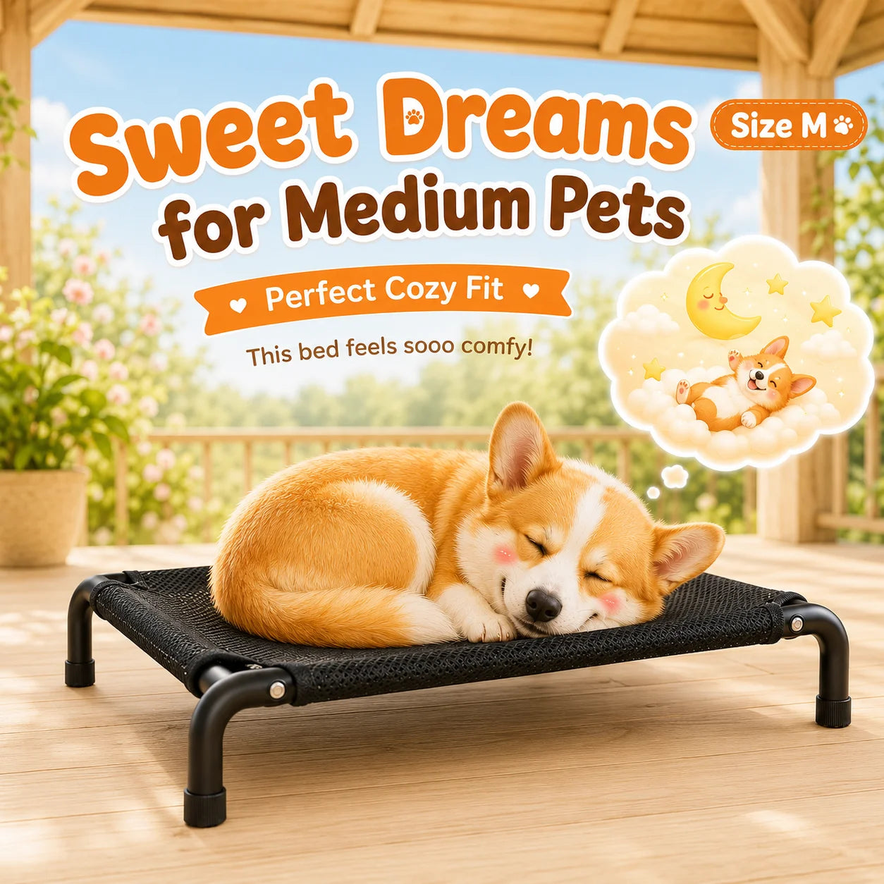Elevated Pet Bed for Dogs, Washable Dog Bed for Small, Medium, Large & XL Puppies, Breathable Mesh Dog Bed