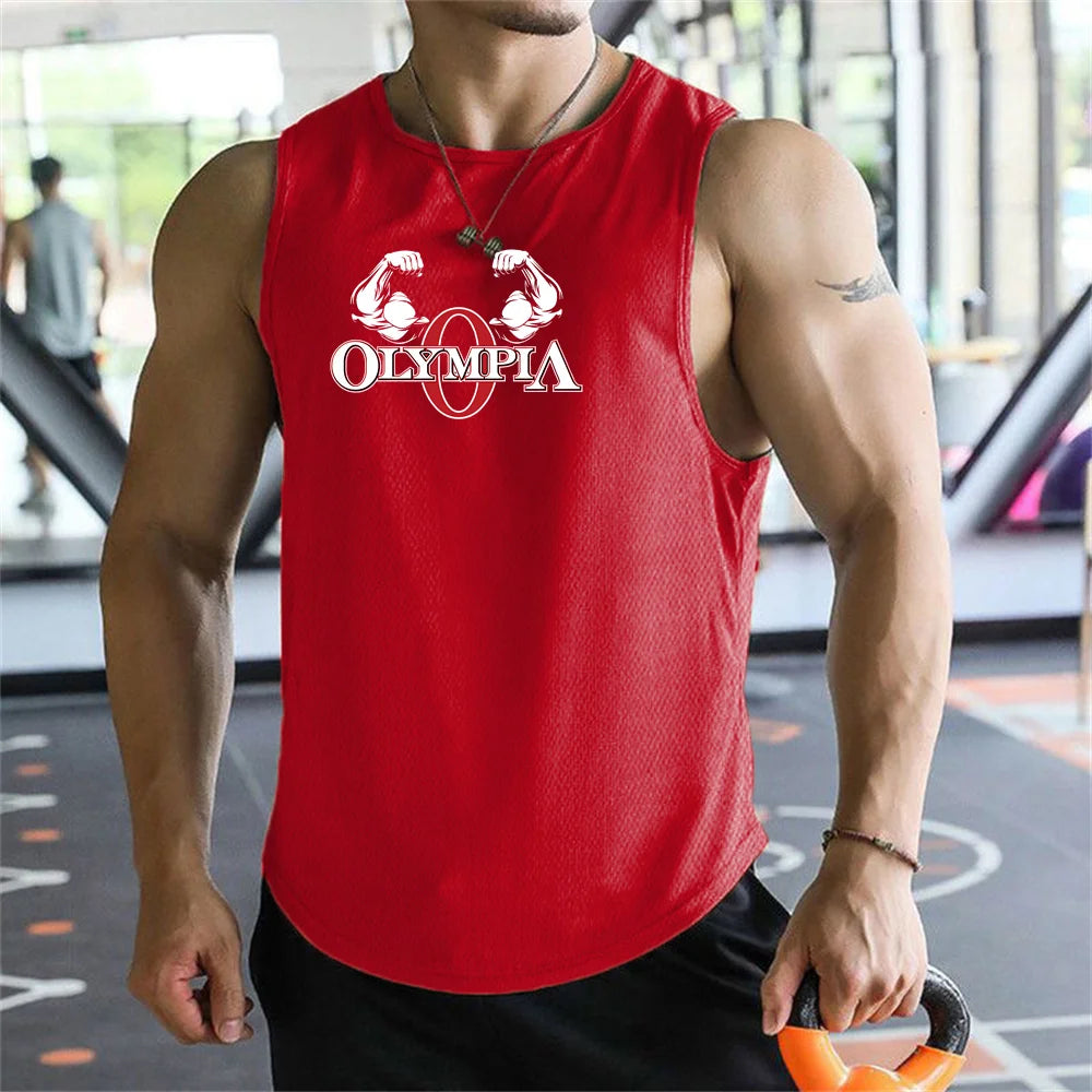 2026  Bodybuilding Sports Tank Tops Men Gyms Fitness Workout Sleeveless Shirt Male Summer Loose Undershirt Running men Vest