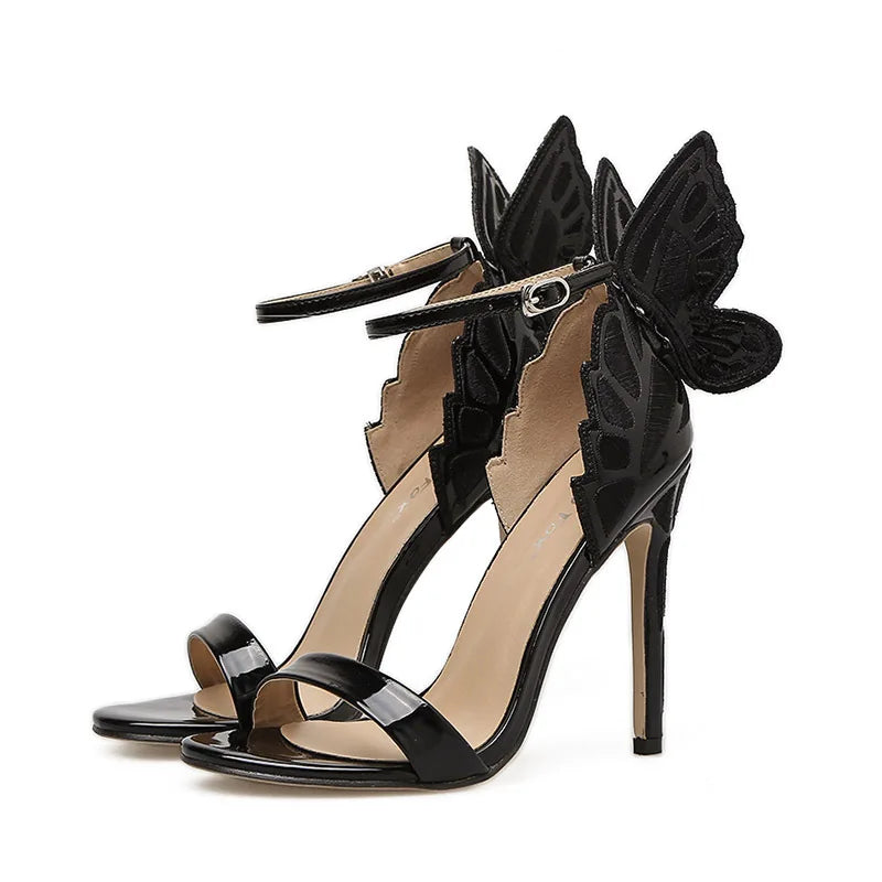 Fashion Women's High Heels Bow Women Sandals Patent Leather Open Toe Party Shoes Buckle Ultra High Heels Women Shoes New Zapatos