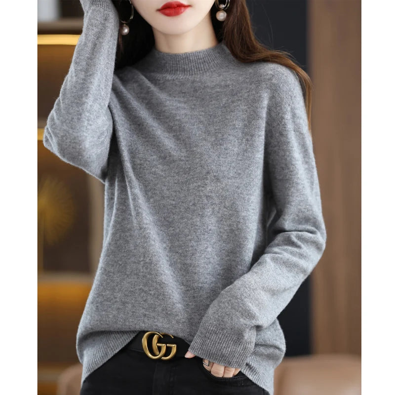 Merino Wool Mock Neck Pullover