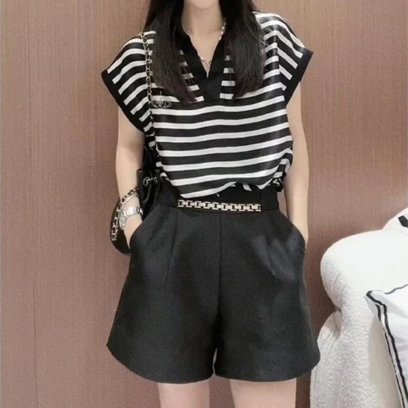 Striped Two Piece Summer Short Set