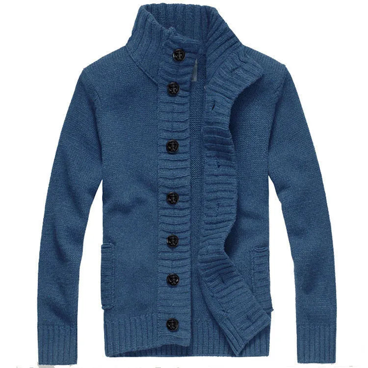 Buttoned Stand Collar Cardigan