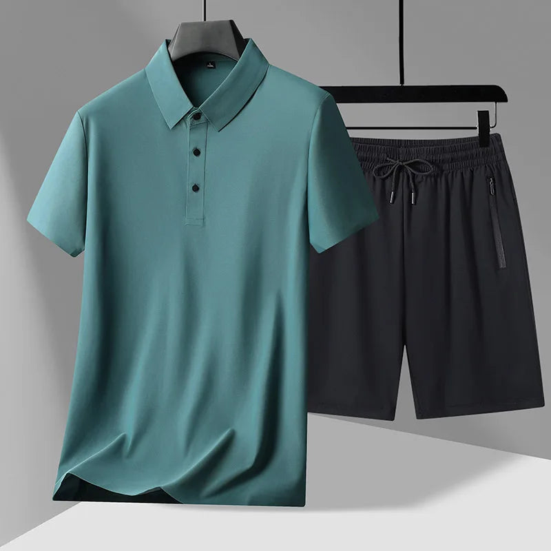 polo Shirts + shorts 2024 summer new style fashion Sportswear Men's Casual Sets Male Fashion shirts and shorts full size M-4XL