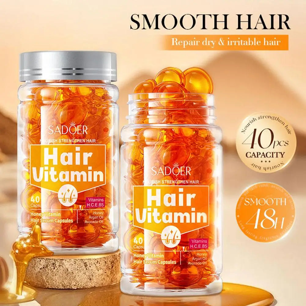 Hair Care Essence Capsules Bee-Infused For Women & Men Hair Care Oil Smooth Repair Damaged Hair Treatment Serum,Vitamin A,E,H,B5