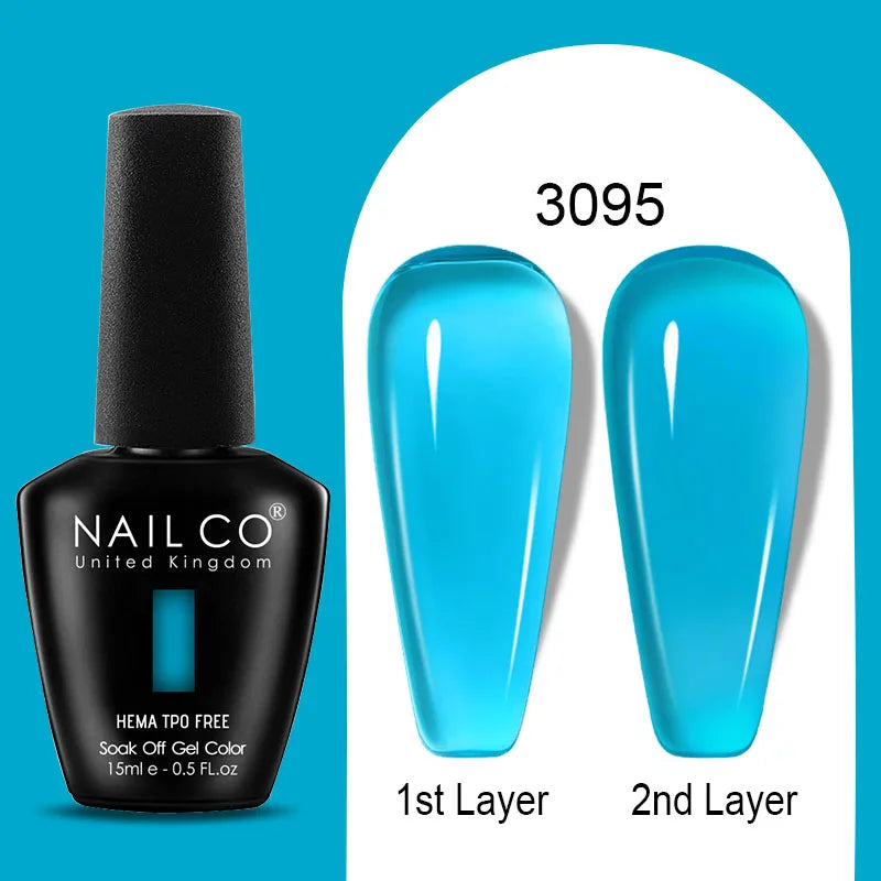 NAILCO 15ml Colorful Jelly Gel Nail Polish Gorgeous Color HEMA TPO FREE Soak Off UV LED Semi Permanent Long Wear Gel Varnish