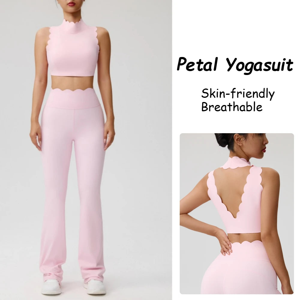 Women Yoga Sets Shockproof Bras&High Waist Hip-lifting Flared Pants Running Workout Pilate Suit Gym Training Clothing Sportswear