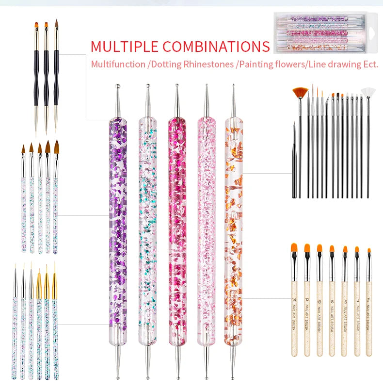 Nail Art Brushes Nail Art Tool Set Nail Dotting Tools Nail Dust Brush Striping Long Lines Nail Drawing Pen Nail Design