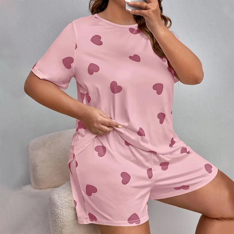 Plus Size Printed Pajama Set